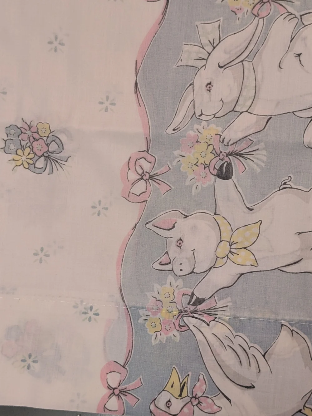 Vintage Sheet Set Queen Fieldcrest Howard Kaplans French Barn Pig Goose Rabbit